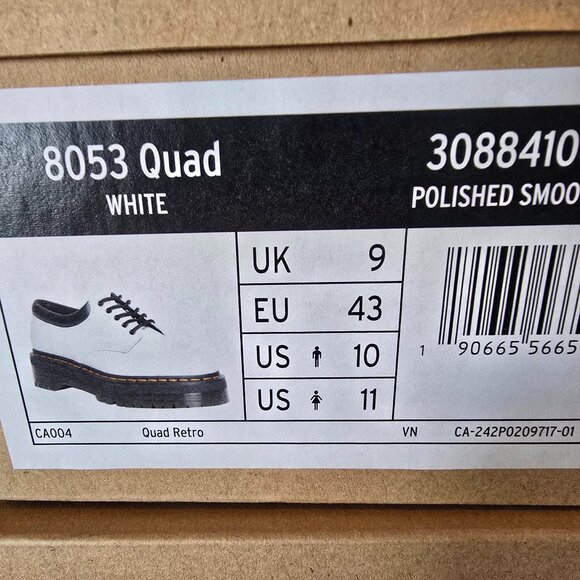 Dr. Martens 8053 Leather Platform Casual Shoes White 30884100 Men's 10 US NEW - Picture 10 of 15